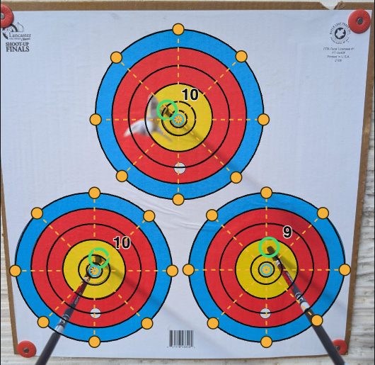 A Vegas three-spot face with every arrow scored